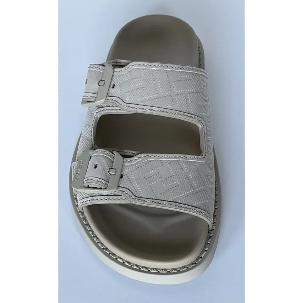 Fendi Men's FF Feel Slide Sandals Beige 8 US/7 UK IT 7X1604 NIB $1050